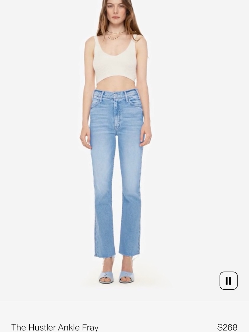MOTHER Light Blue Ankle Fray Slim Jeans